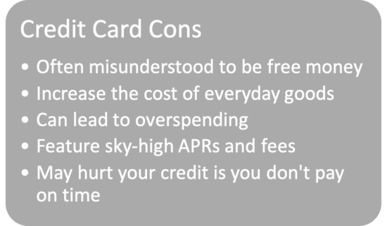 credit card cons